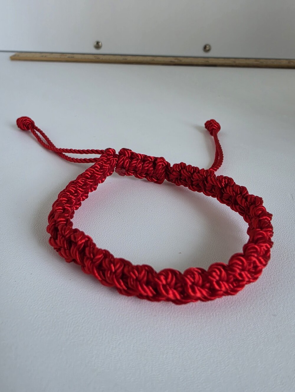 Handmade Red Macrame Braided Adjustable Cord Bracelet